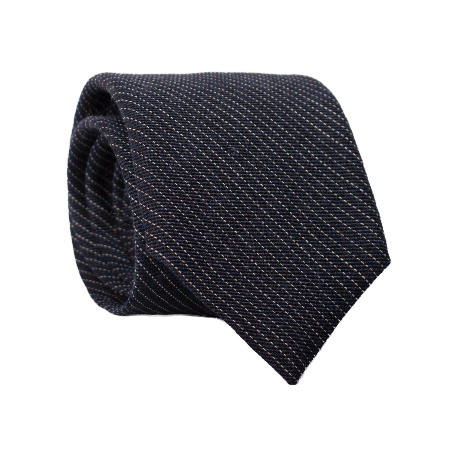 Cravatta Regimental di Lana Blu a Righe Bianche Made in Italy Graffeo Cravatte Rotolo