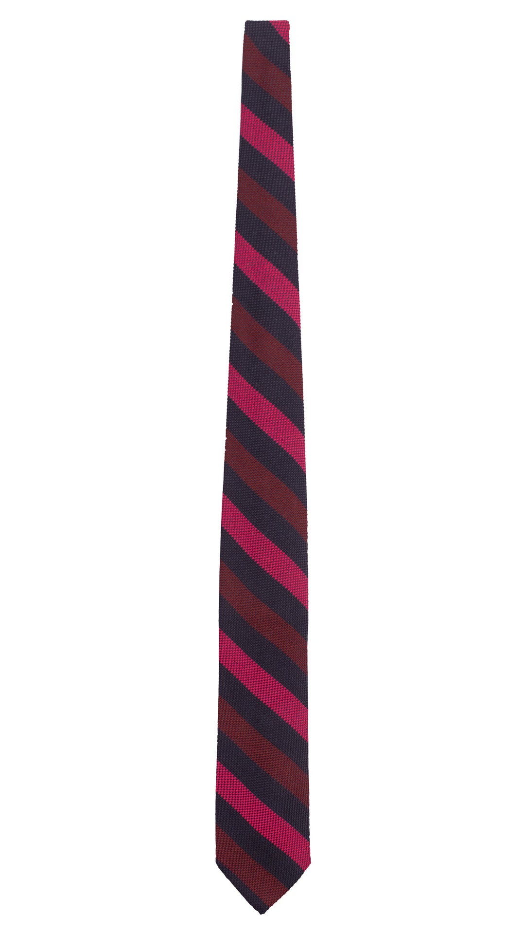 Cravatta Regimental di Lana Blu con Righe Bordeaux Fucsia L1320 Made in Italy Graffeo Cravatte Intera