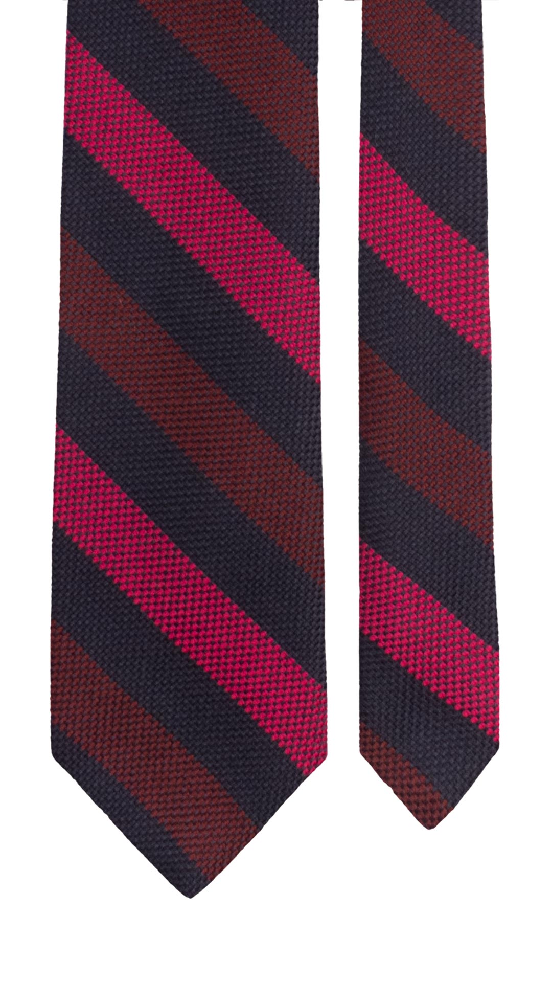 Cravatta Regimental di Lana Blu con Righe Bordeaux Fucsia L1320 Made in Italy Graffeo Cravatte Pala
