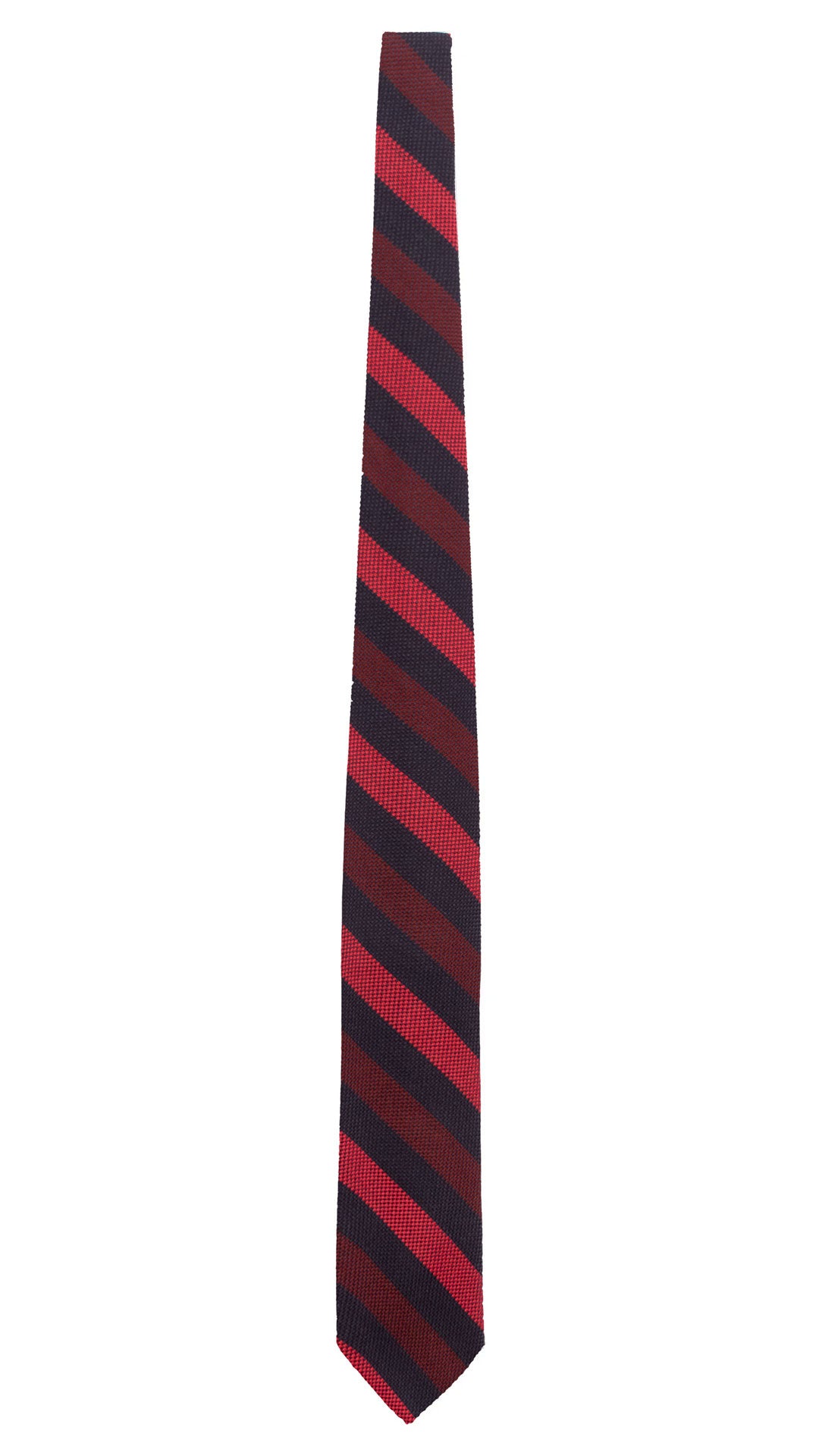 Cravatta Regimental di Lana Blu con Righe Bordeaux Rosse L1322 Made in Italy Graffeo Cravatte Intera