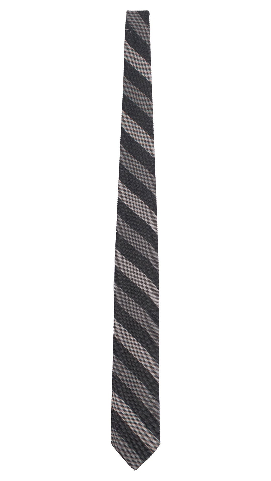 Cravatta Regimental di Lana Grigio Antracite Grigio Blu L1324 Made in Italy Graffeo Cravatte Intera