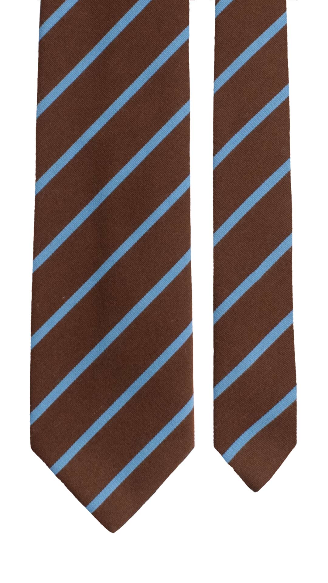 Cravatta Regimental di Lana Marrone con Righe Turchesi L1373 Made in Italy Graffeo Cravatte Pala