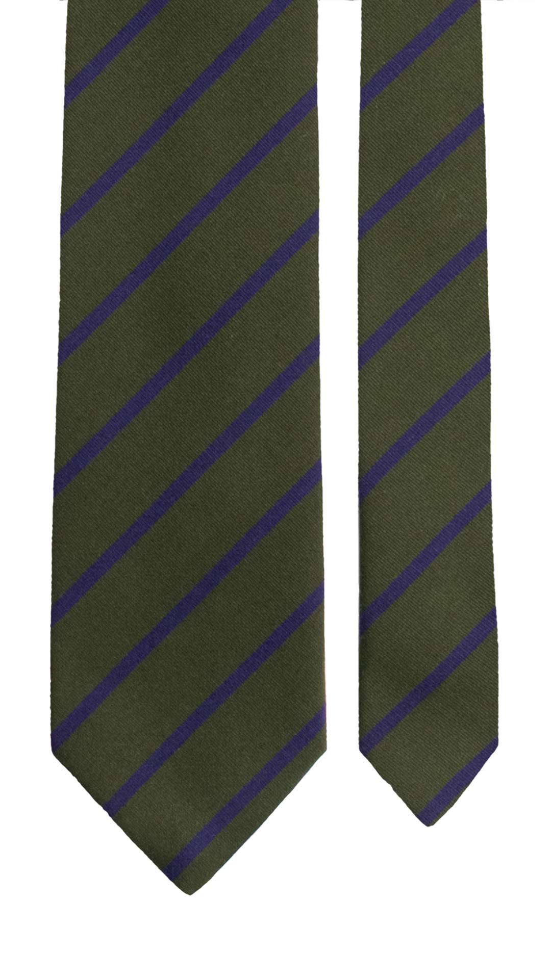 Cravatta Regimental di Lana Verde con Righe Viola L1372 Made in Italy Graffeo Cravatte Pala