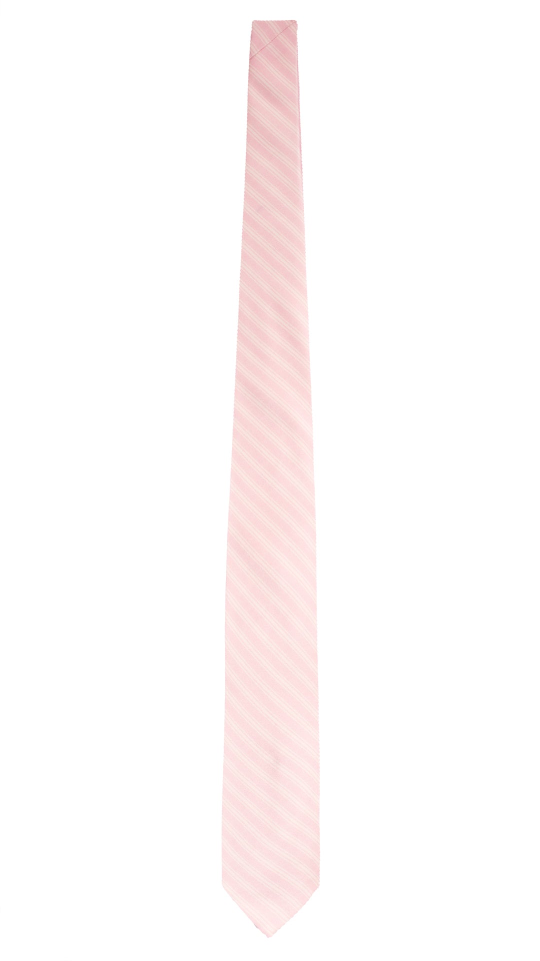 Cravatta Regimental di Raso Rosa con Righe Bianche 7715 Made in Italy Graffeo Cravatte Intera