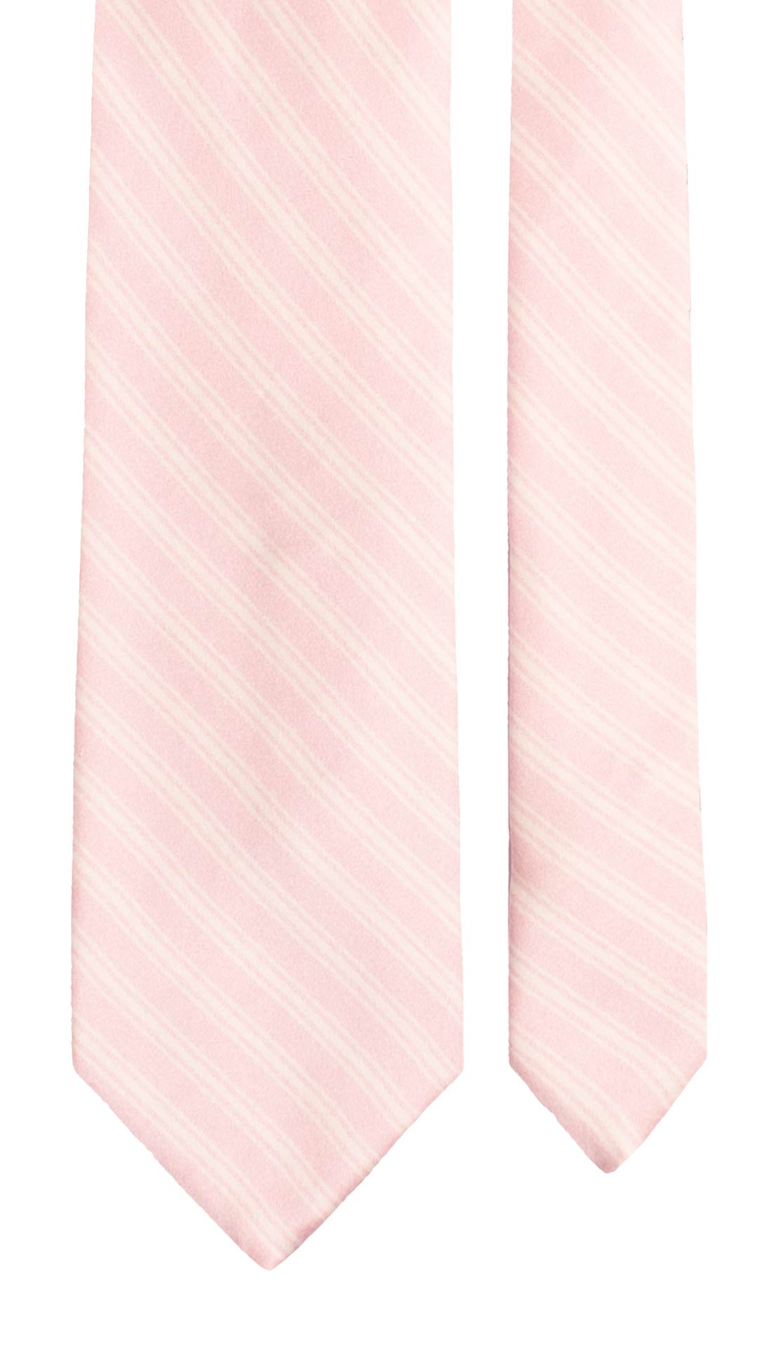 Cravatta Regimental di Raso Rosa con Righe Bianche 7715 Made in Italy Graffeo Cravatte Pala