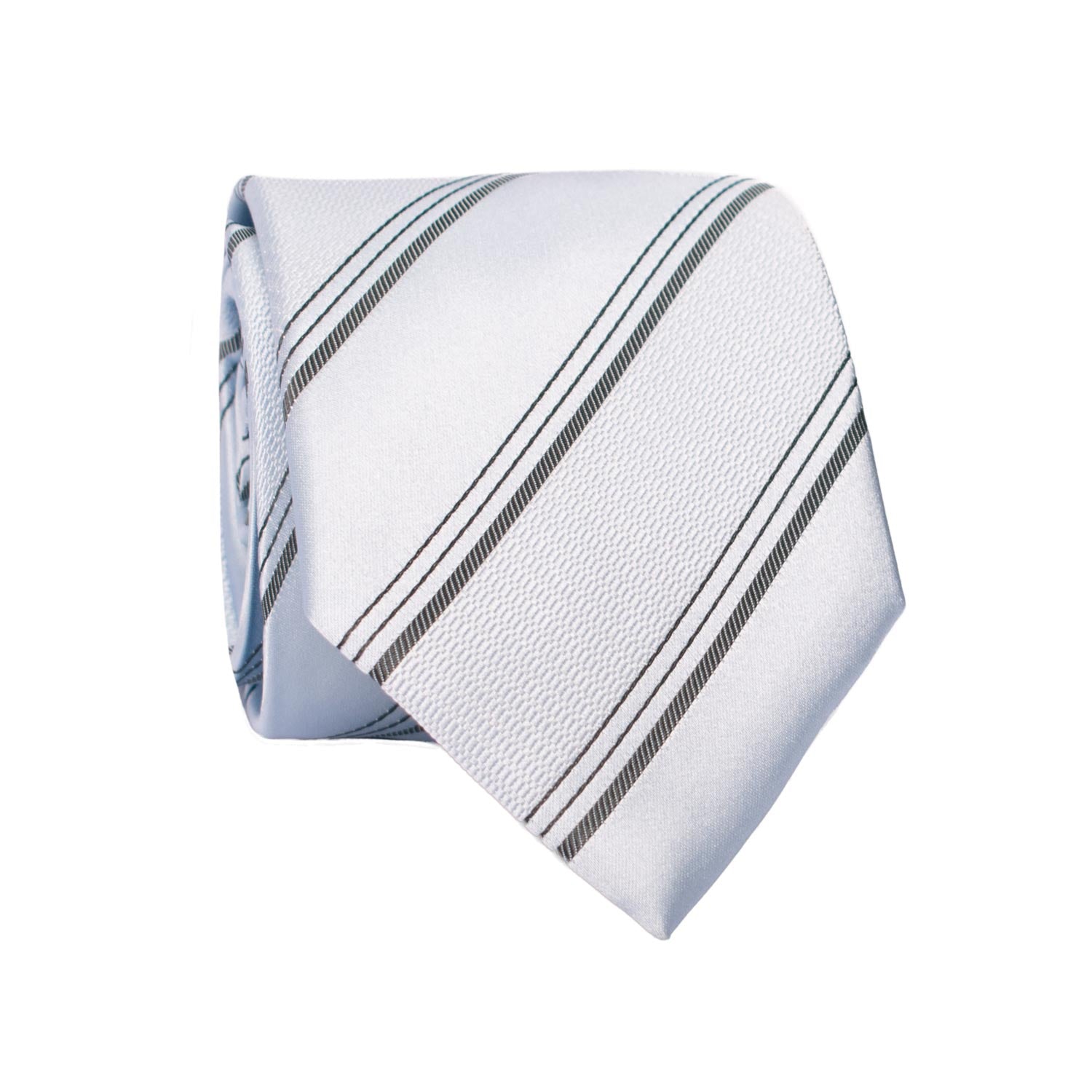 Cravatta Regimental di Seta Azzurro Polvere con Righe Grigie 7320 Graffeo Cravatte Made in Italy Rotolo