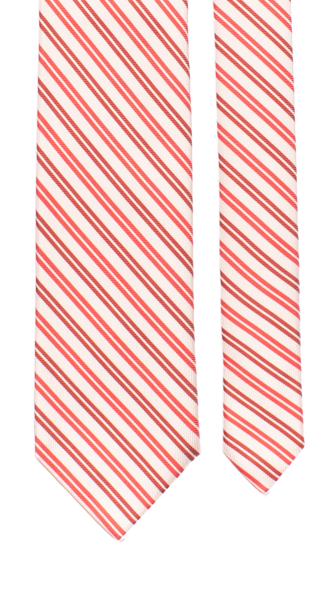 Cravatta Regimental di Seta Bianca Rossa Bordeaux 7203 Graffeo Cravatte Made in Italy Pala