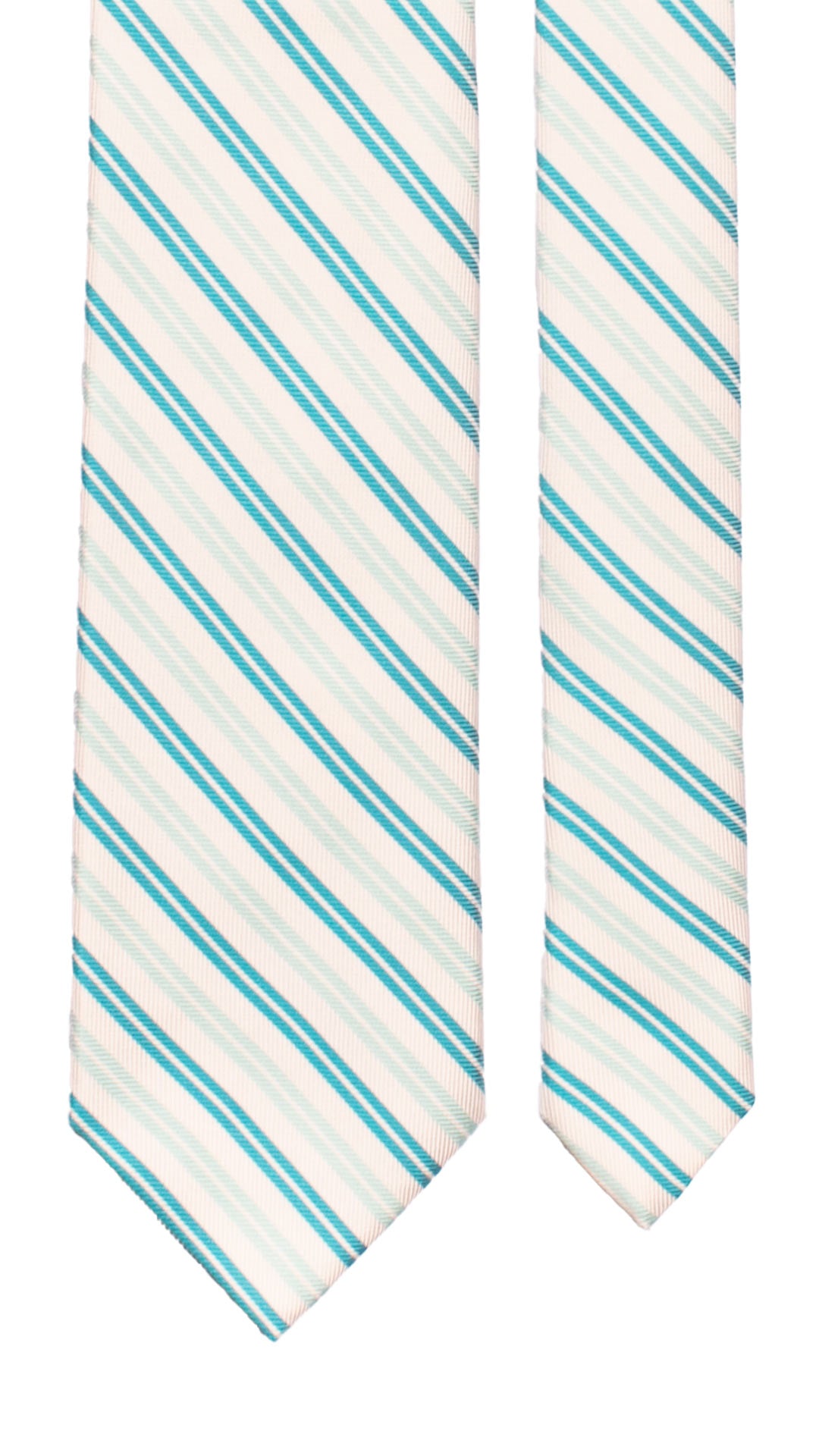 Cravatta Regimental di Seta Bianca Verde Petrolio Verde Acqua 7202 Graffeo Cravatte Made in Italy Pala