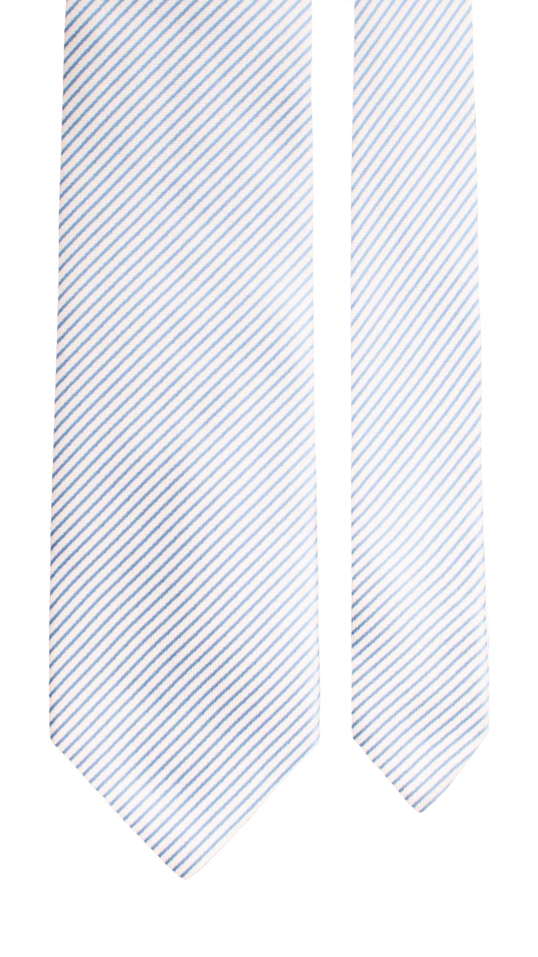 Cravatta Regimental di Seta Bianca con Righe Azzurre 2118 Graffeo Cravatte Made in Italy Pala