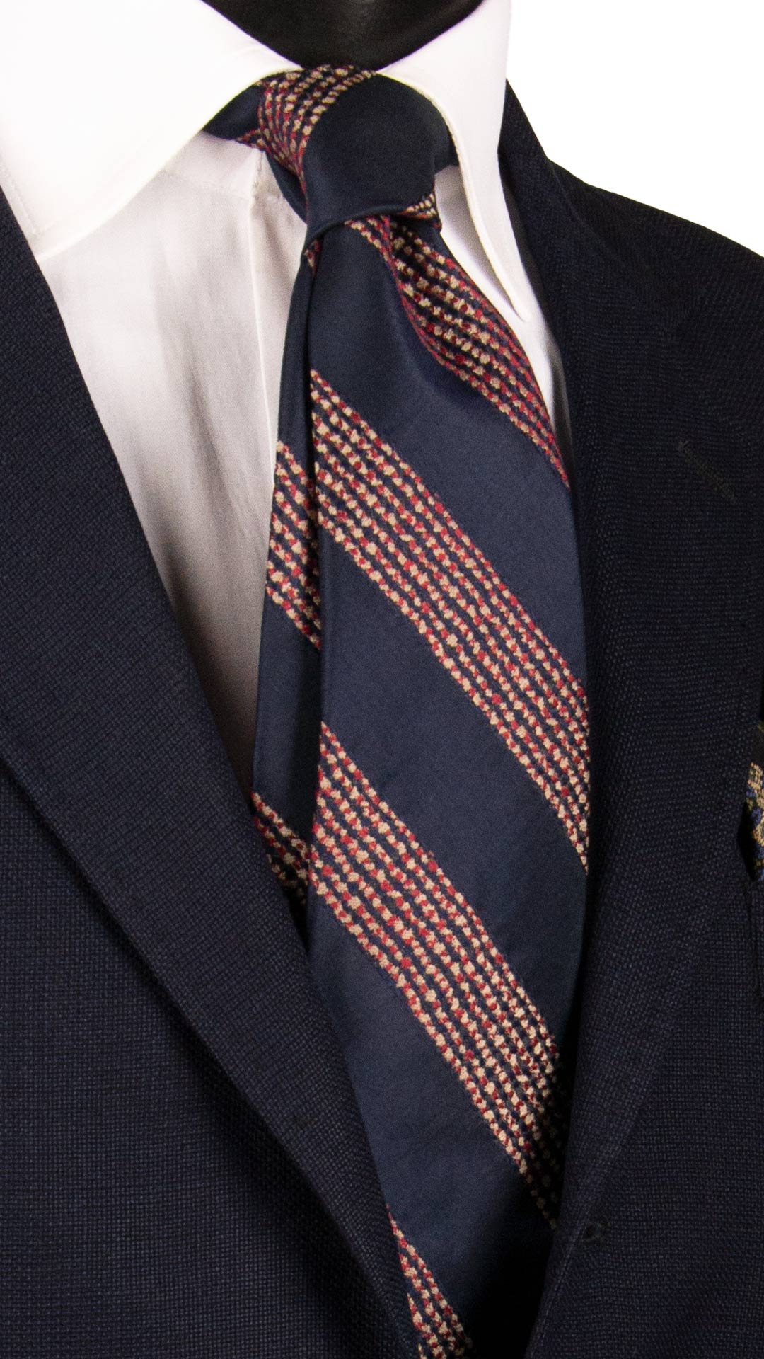 Cravatta-Regimental-di-Seta-Blu-Beige-Rosso-7103