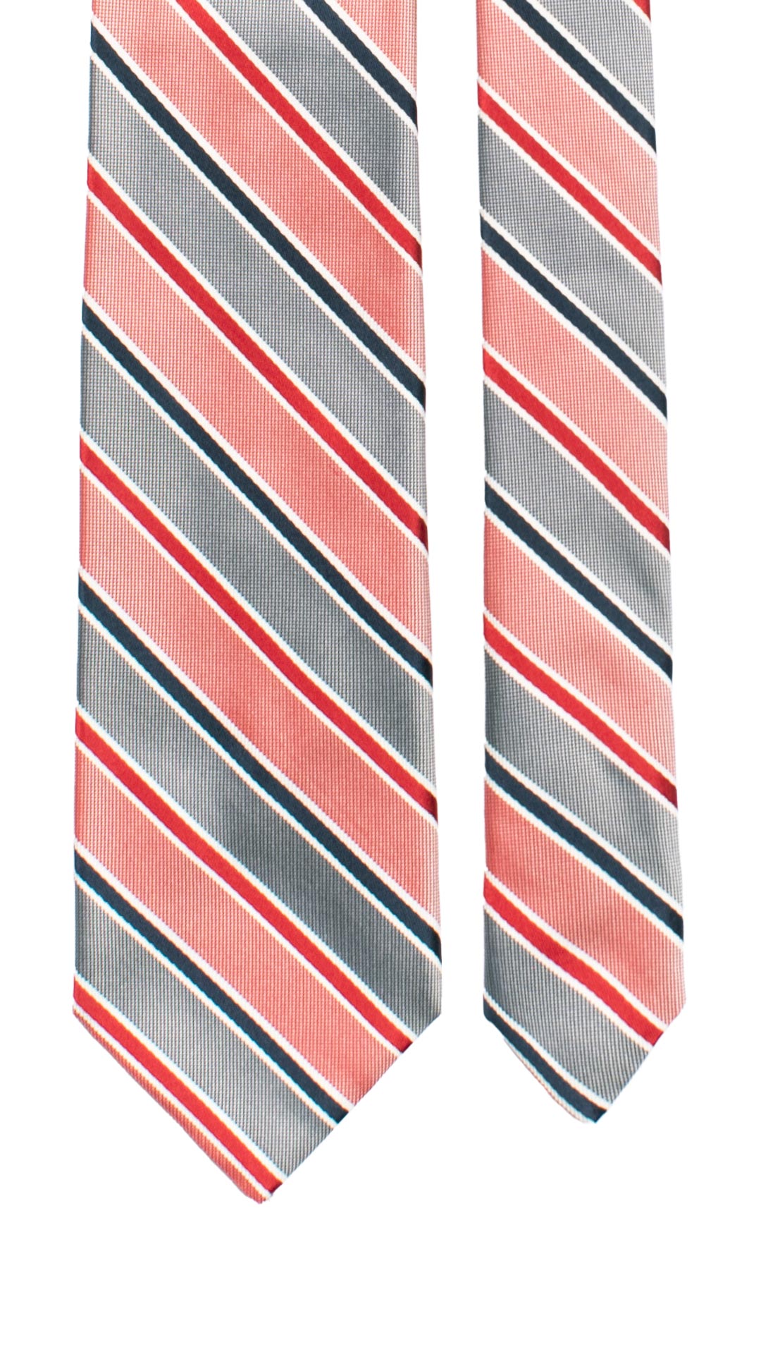 Cravatta Regimental di Seta Blu con Righe Rosse Bianche 7511 Made in Italy Graffeo Cravatte Pala