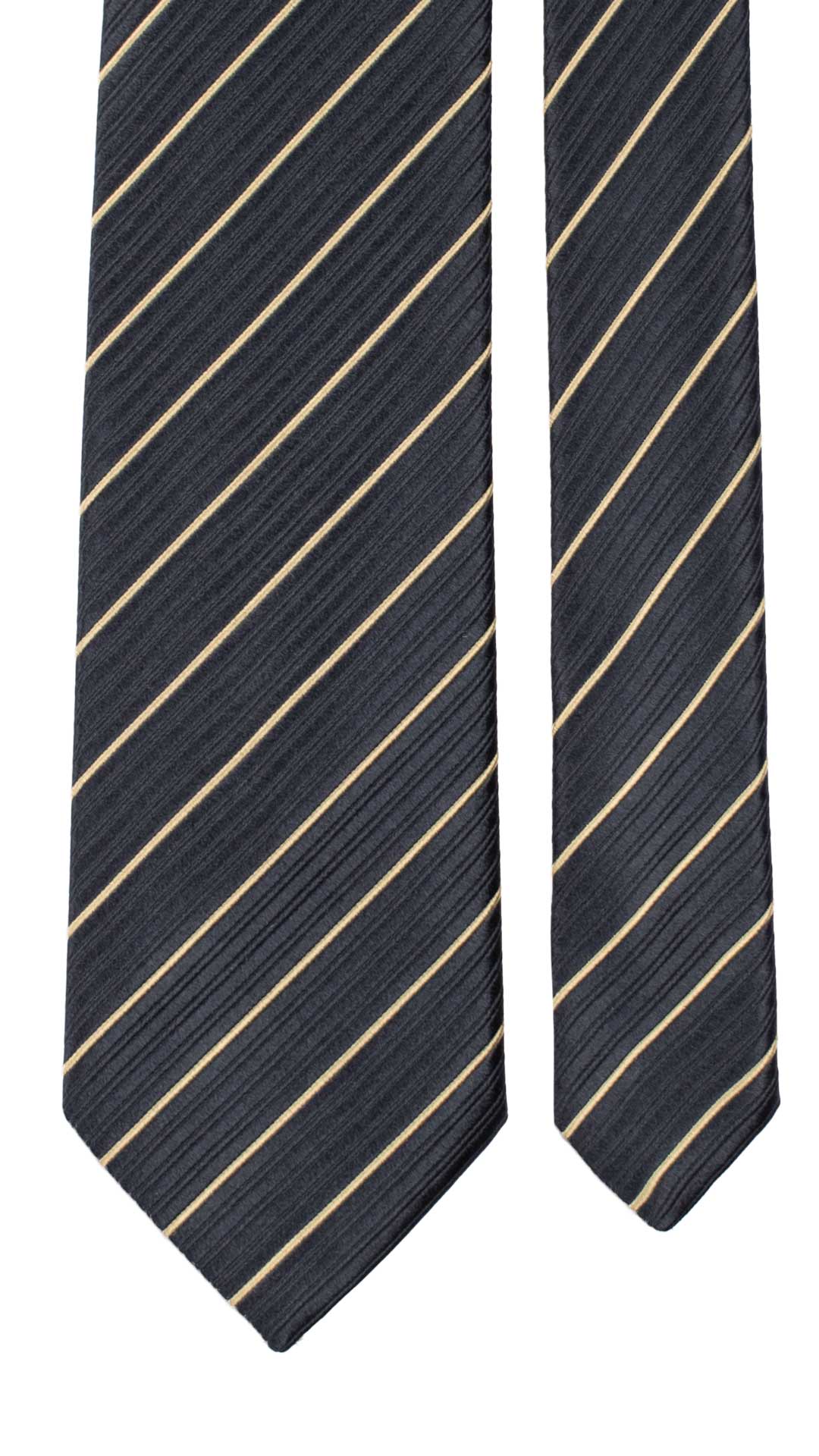 Cravatta-Regimental-di-Seta-Blu-con-Righe-Verdi-AN7109-Pala