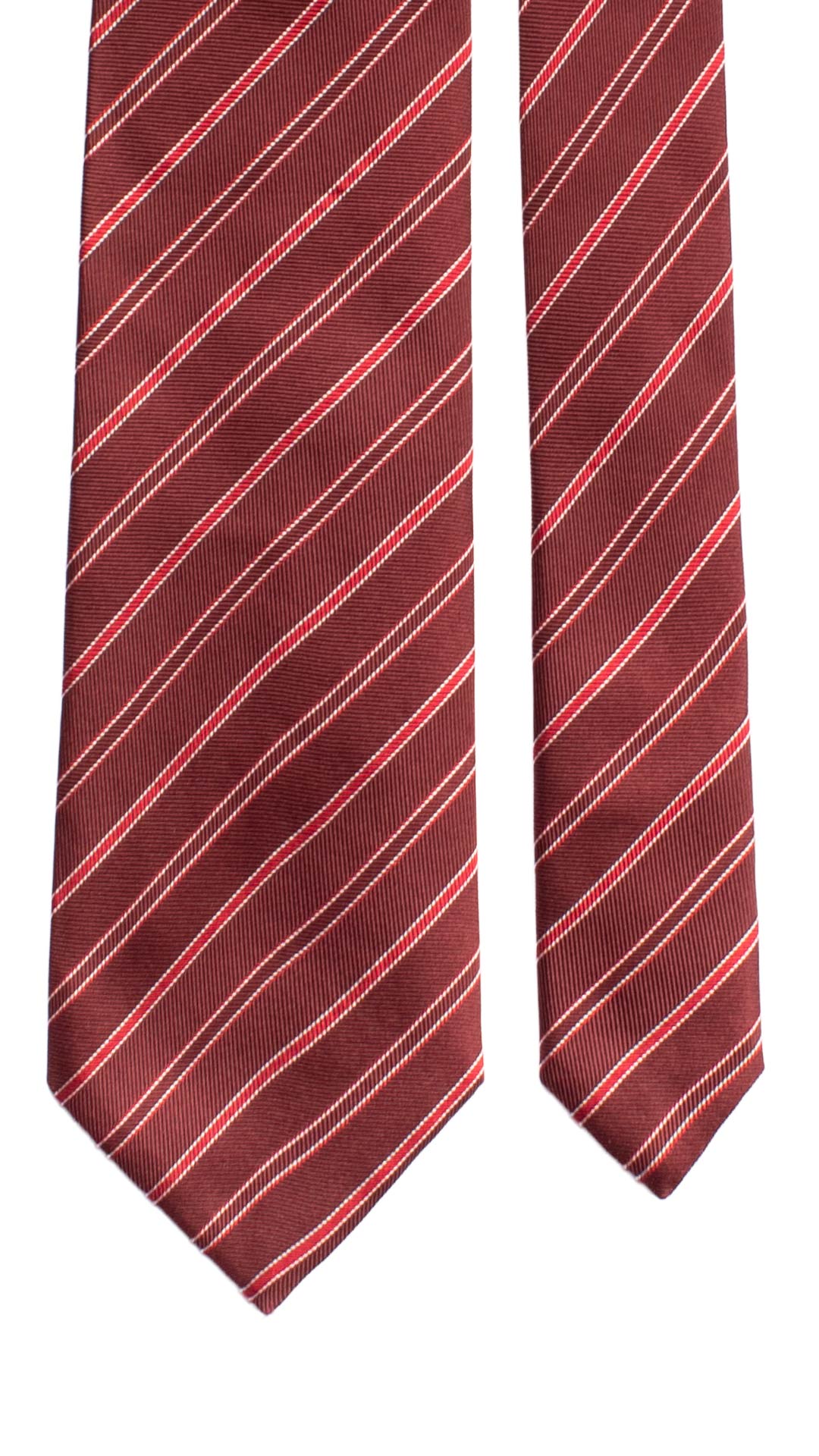 Cravatta Regimental di Seta Bordeaux con Righe Rosse Bianche 7346 Graffeo Cravatte Made in Italy Pala