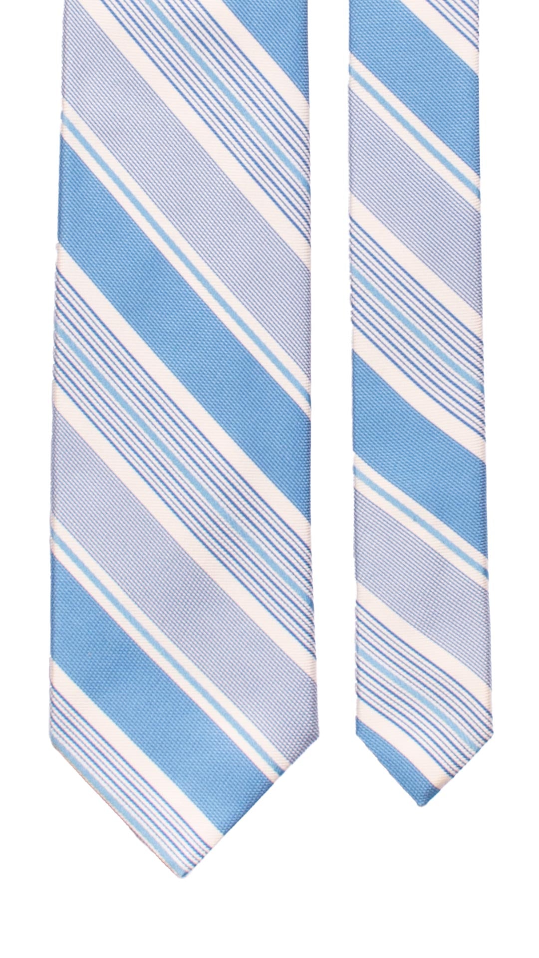Cravatta Regimental di Seta Celeste Bianco 7214 Graffeo Cravatte Made in Italy Pala