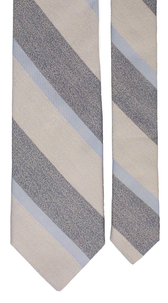 Cravatta Regimental di Seta Color Ghiaccio Azzurro Blu Navy Made in Italy Graffeo Cravatte Pala