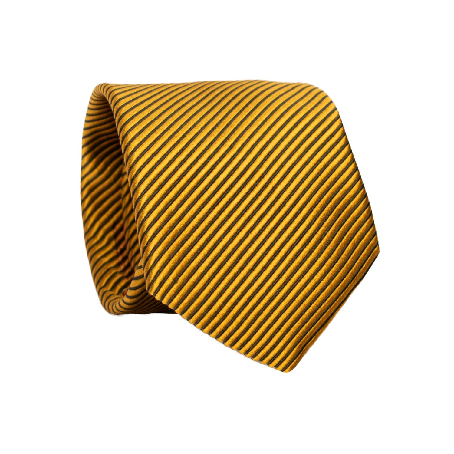 Cravatta Regimental di Seta Giallo Oro con Righe Grigio Scuro 7146 Graffeo Cravatte Made in Italy Rotolo