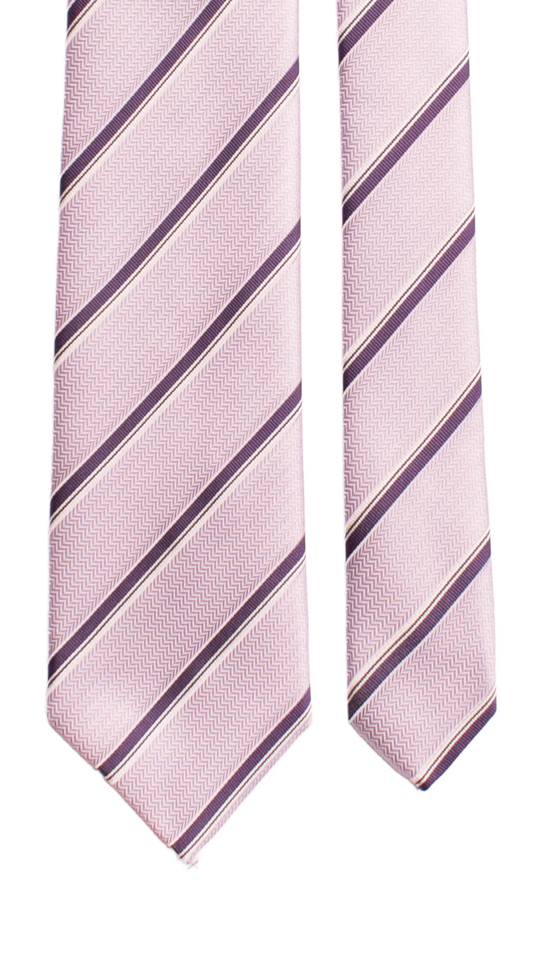 Cravatta Regimental di Seta Glicine con Righe Viola Bianche 7301 Graffeo Cravatte Made in Italy Pala