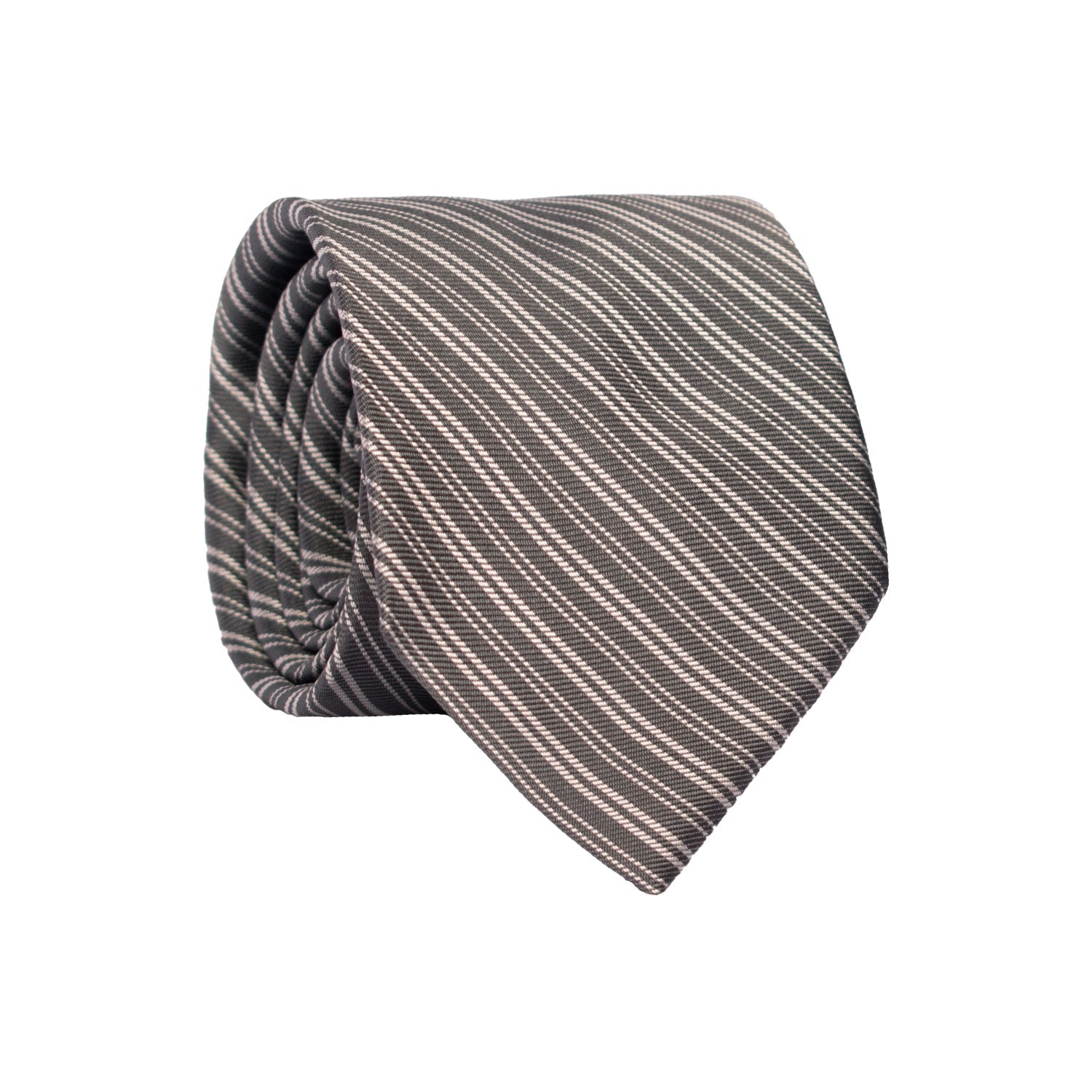 Cravatta Regimental di Seta Grigio Antracite Grigio Argento 7401 Made in Italy Graffeo Cravatte Rotolo
