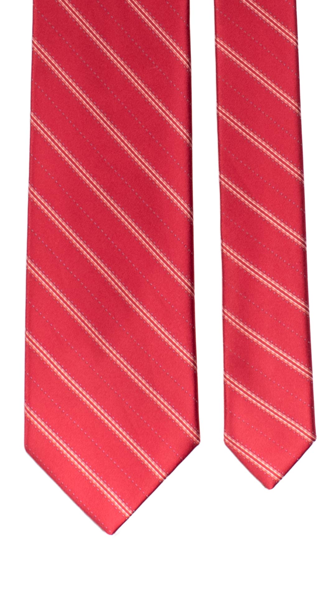 Cravatta Regimental di Seta Magenta con Righe Bianche Azzurre 7340 Graffeo Cravatte Made in Italy Pala