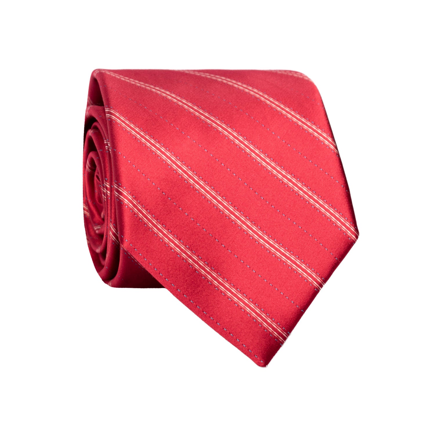 Cravatta Regimental di Seta Magenta con Righe Bianche Azzurre 7340 Graffeo Cravatte Made in Italy Rotolo