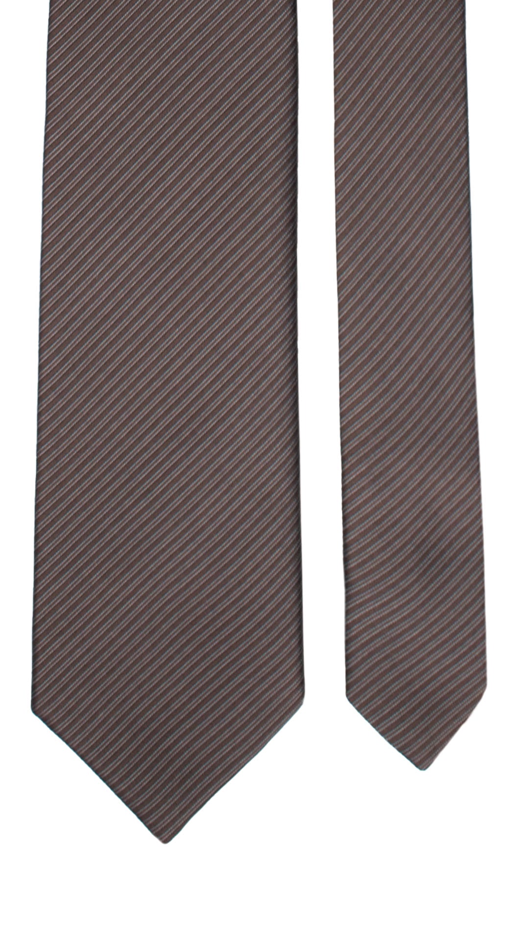 Cravatta Regimental di Seta Marrone Bruciato con Righe Blu Celesti 7349 Graffeo Cravatte Made in Italy Pala