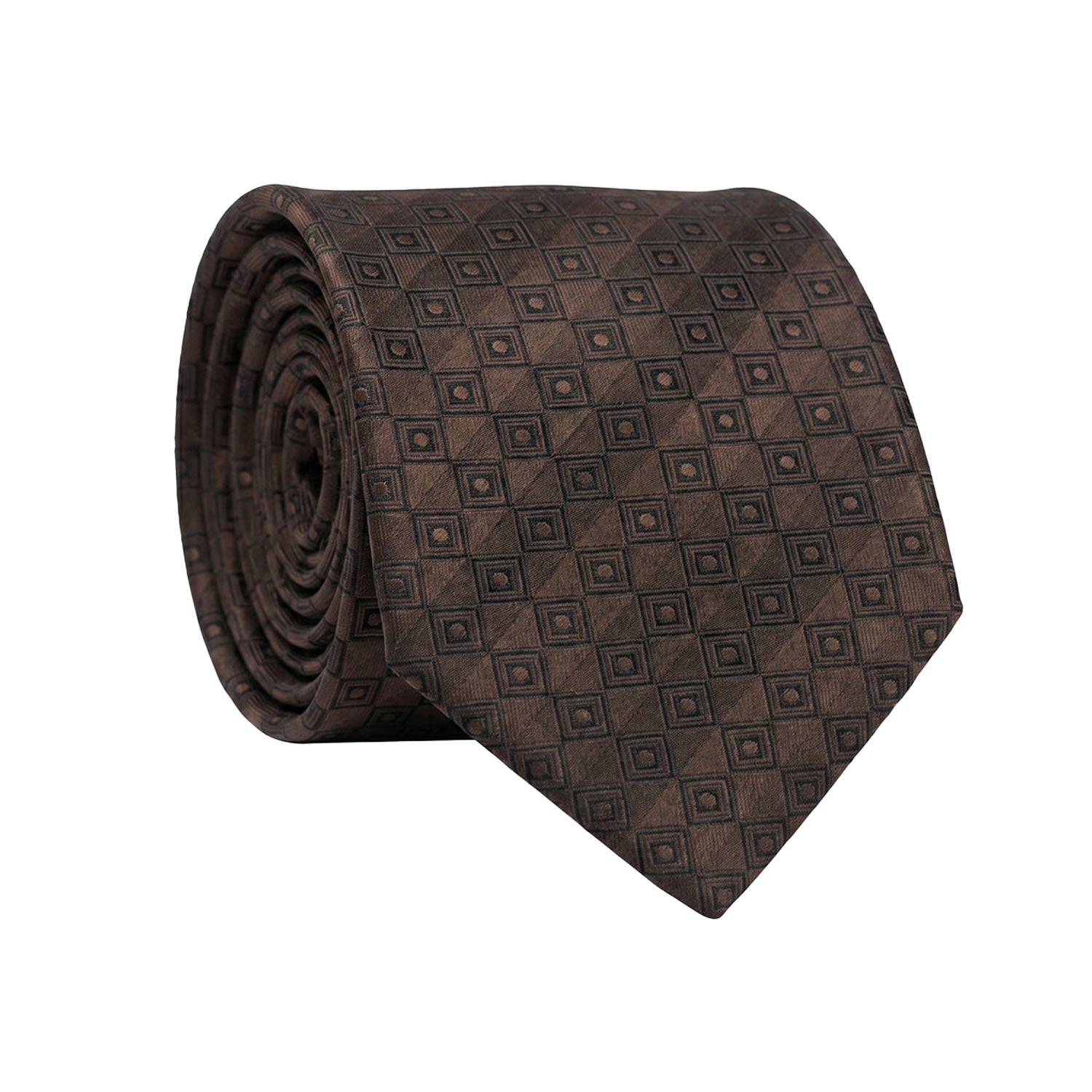 Cravatta Regimental di Seta Marrone Fantasia Marrone Bruciato 1661 Graffeo Cravatte Made in Italy Rotolo