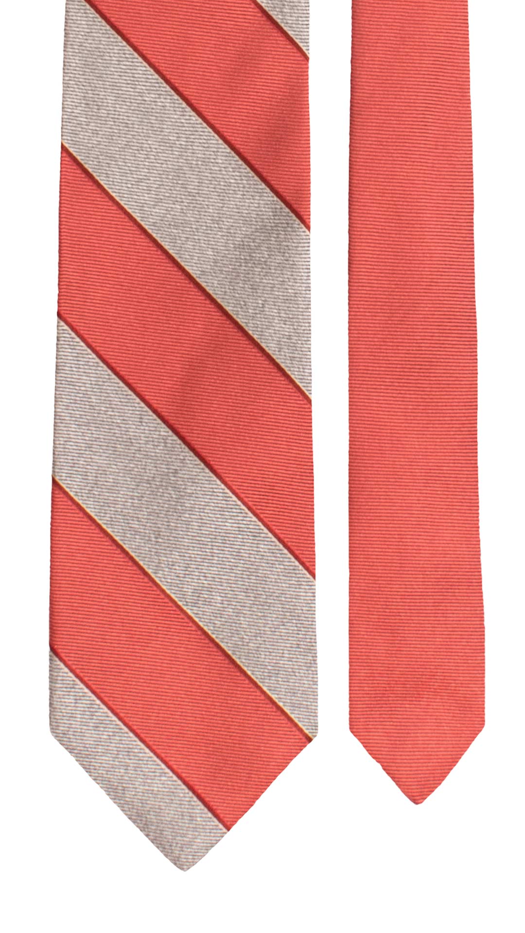 Cravatta Regimental di Seta Rosa Salmone Tortora con Righe Rosso Bordeaux Beige 7764 Made in Italy Graffeo Cravatte Pala