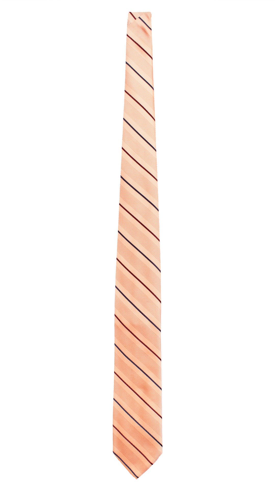 Cravatta Regimental di Seta Rosa Salmone con Righe Bordeaux Blu 7659 Made in Italy Graffeo Cravatte Intera