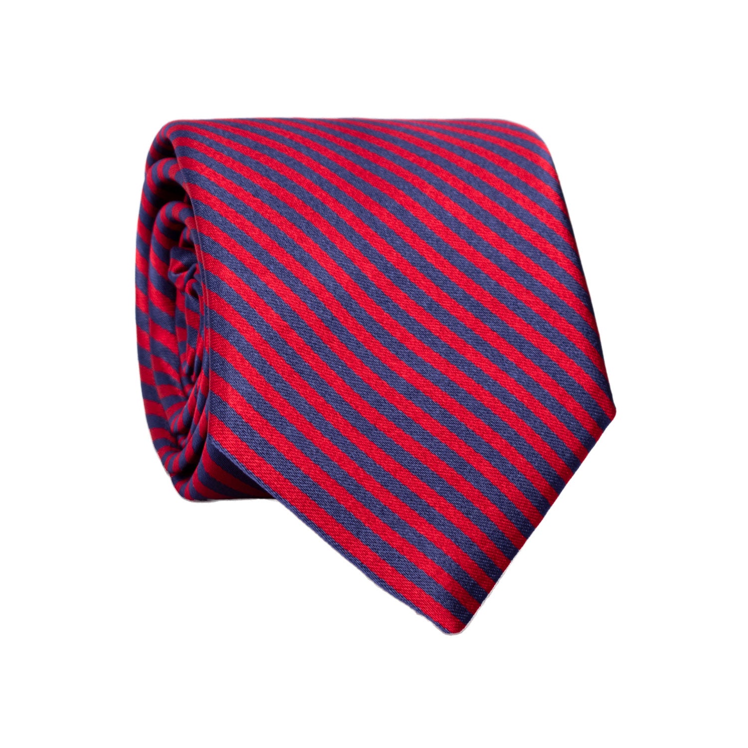 Cravatta Regimental di Seta Rossa Blu Navy 7227 Graffeo Cravatte Made in Italy Rotolo