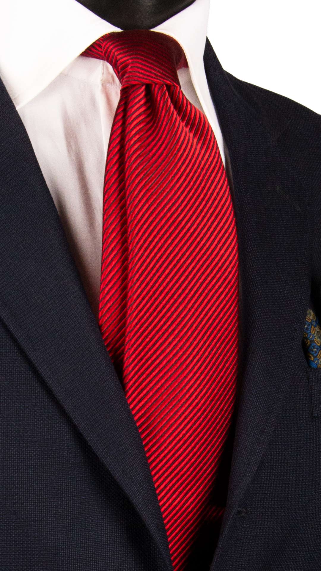 Cravatta Regimental di Seta Rossa con Righe Blu 7147 Graffeo Cravatte Made in Italy