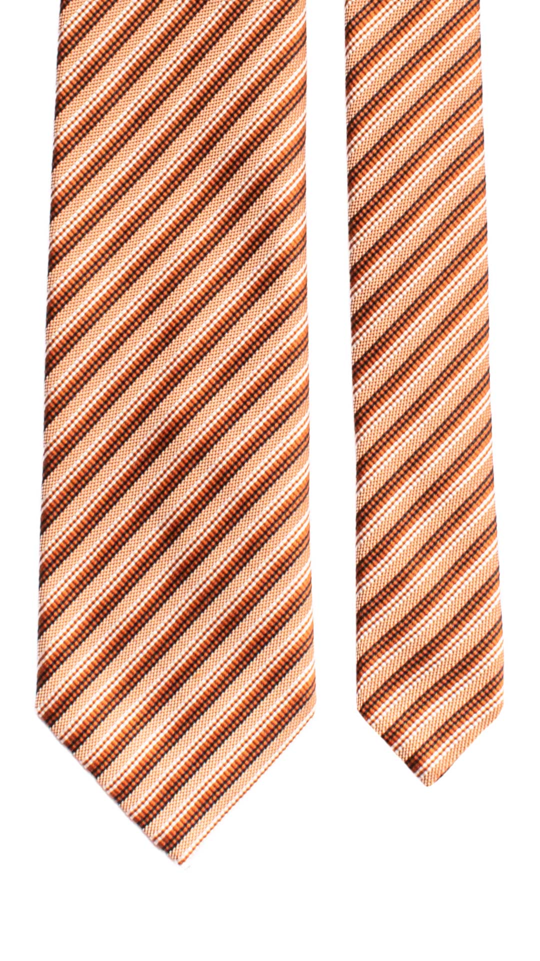 Cravatta Regimental di Seta Ruggine con Righe Bianche Blu 7341 Graffeo Cravatte Made in Italy Pala