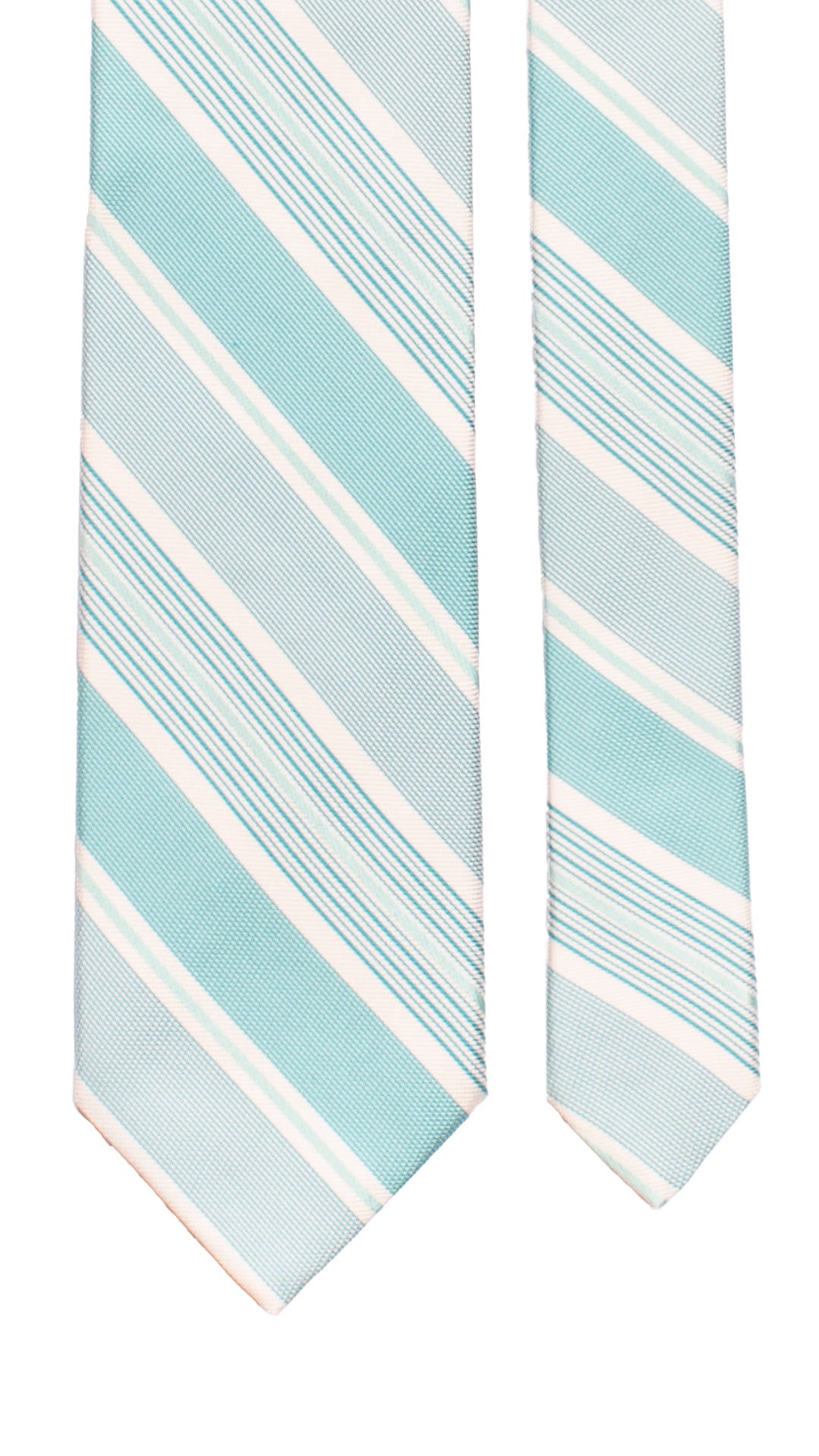 Cravatta Regimental di Seta Verde Acqua Bianca 7215 Graffeo Cravatte Made in Italy Pala