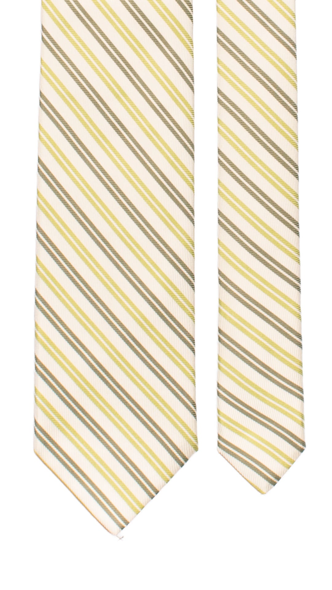 Cravatta Regimental di Seta Verde Oliva Bianca Verde 7204 Graffeo Cravatte Made in Italy Pala