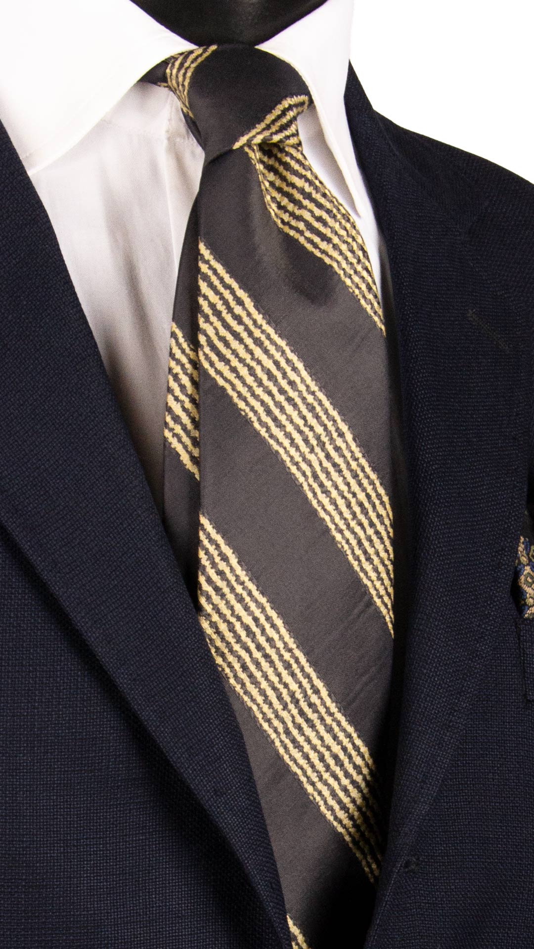 Cravatta-Regimental-di-Seta-Verde-Scuro-Beige-7101