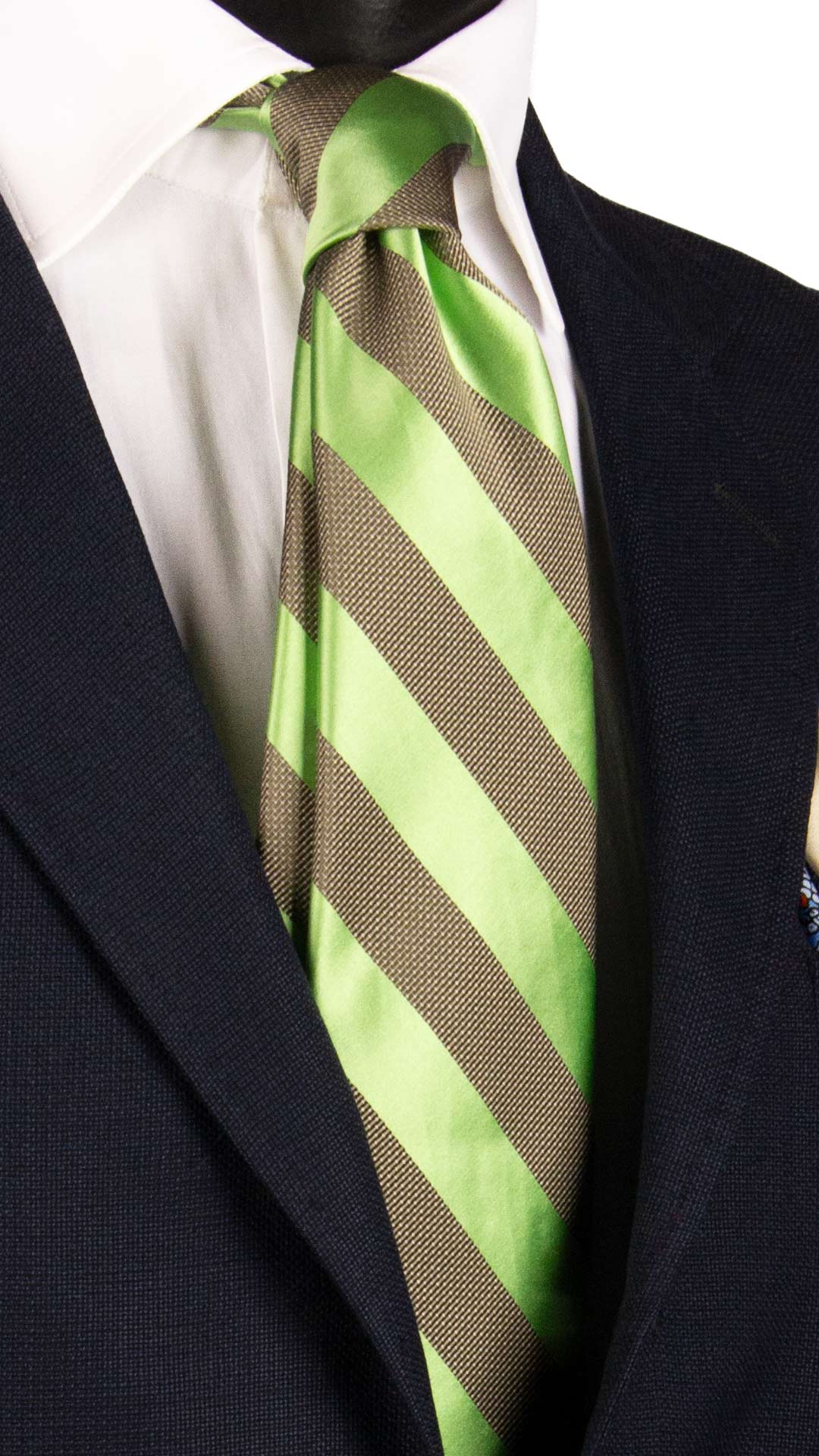 Cravatta Regimental di Seta Verde Verde Scuro AN7213 Graffeo Cravatte Made in Italy