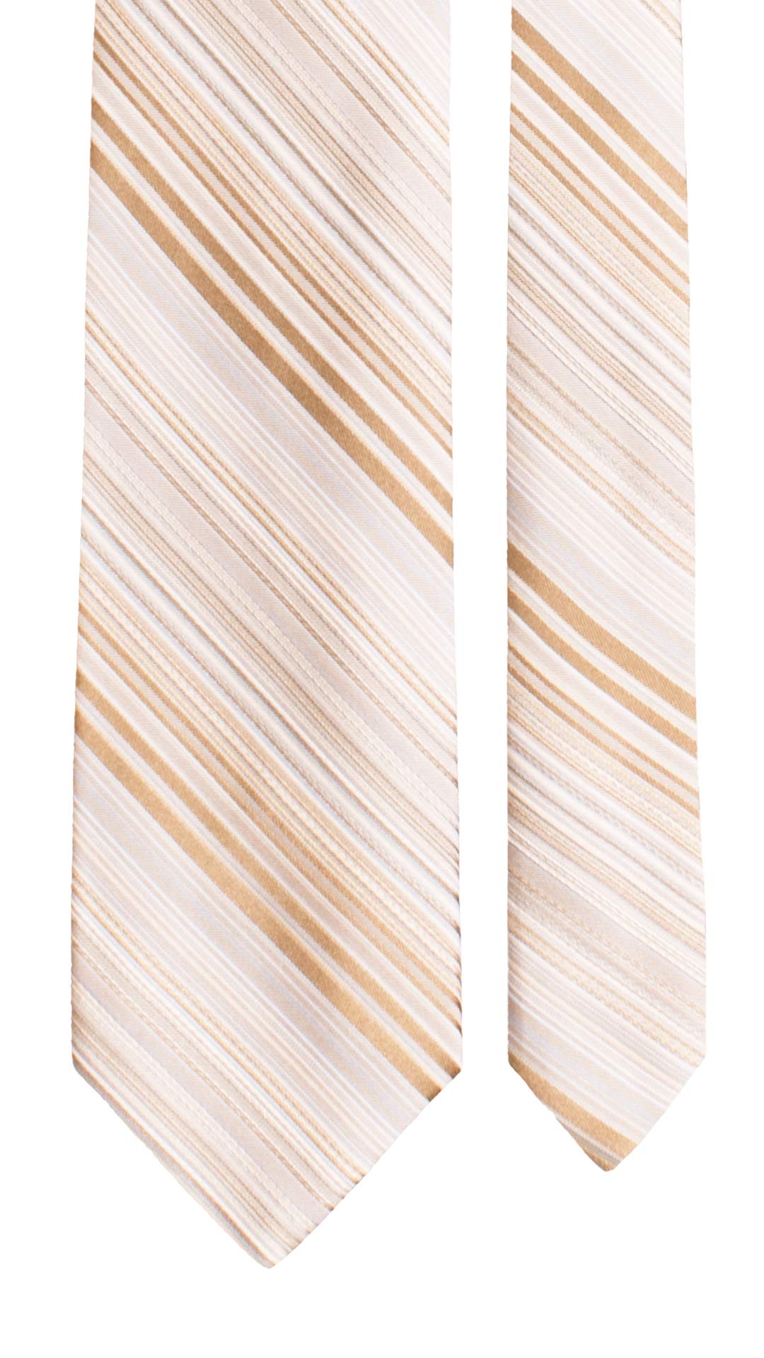 Cravatta Regimental di Seta con Righe Beige Bianche Celesti 7749 Made in Italy Graffeo Cravatte Pala