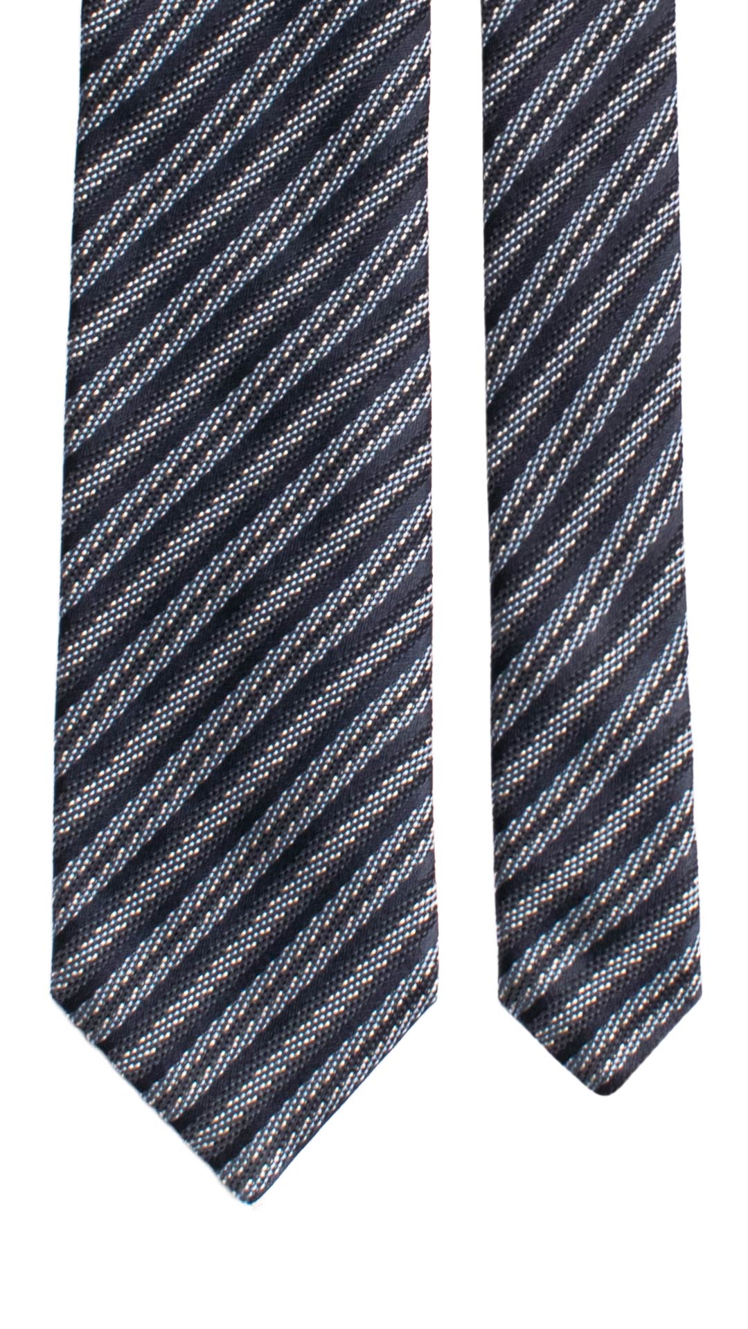 Cravatta Regimental di Seta con Righe Blu Celesti Bianche 7344 Graffeo Cravatte Made in Italy Pala