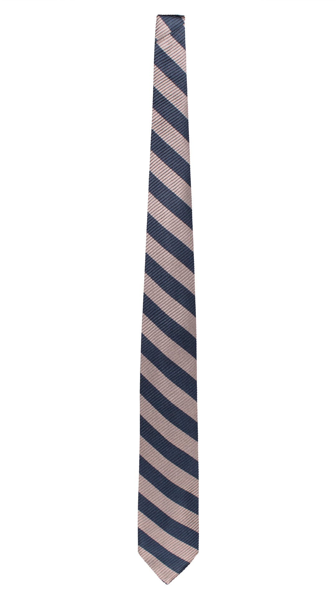 Cravatta Regimental di Seta con Righe Grigie Blu AN7645 Made in Italy Graffeo Cravatte Intera
