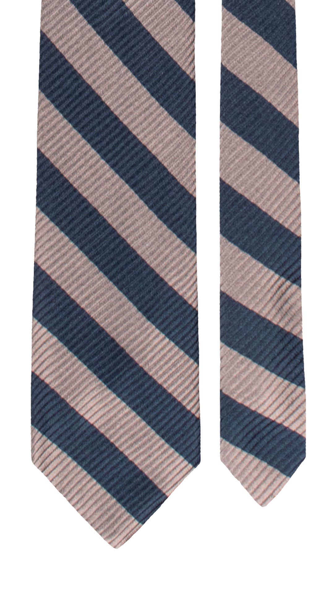 Cravatta Regimental di Seta con Righe Grigie Blu AN7645 Made in Italy Graffeo Cravatte Pala