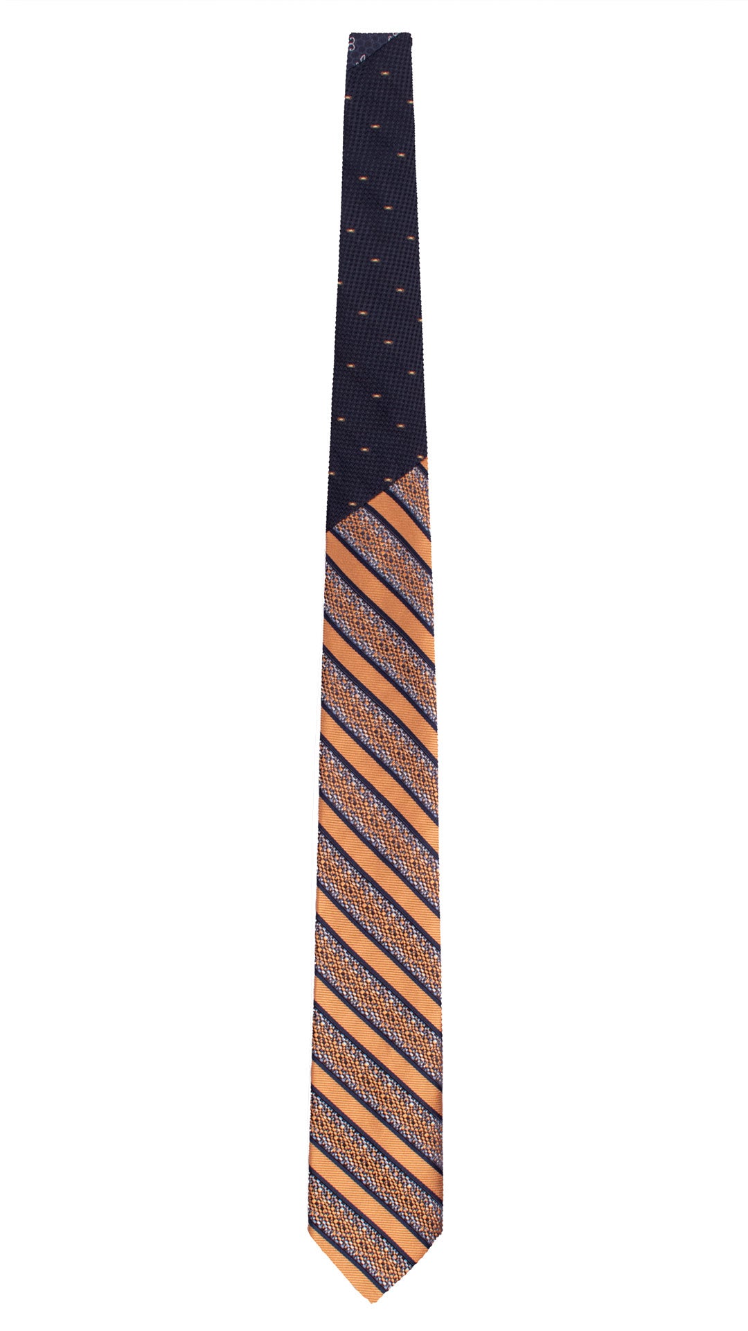 Cravatta Regimental di Seta con Righe Multicolor Nodo in Contrasto Blu Fantasia Tono su Tono Marrone Avorio N3363 Made in Italy Graffeo Cravatte Intera