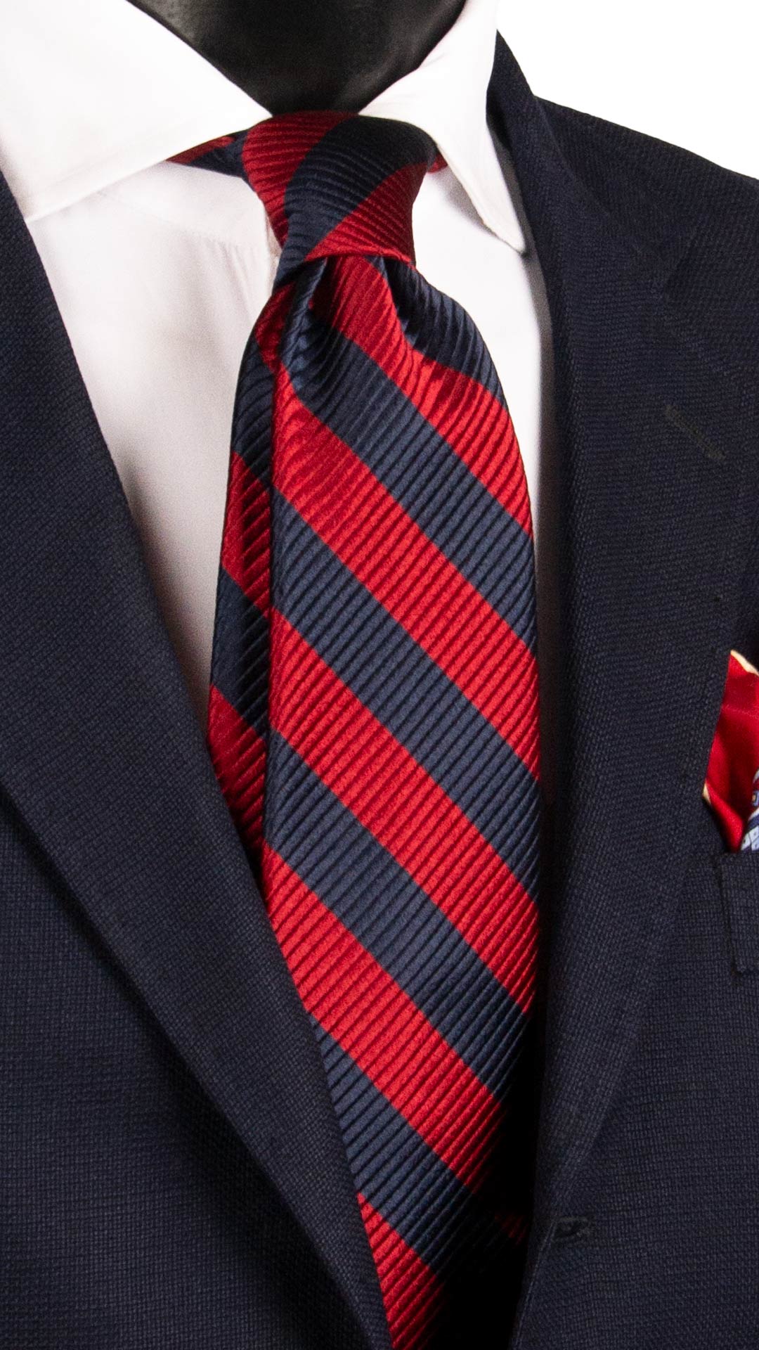 Cravatta Regimental di Seta con Righe Rosse Blu 7625 Made in Italy Graffeo Cravatte