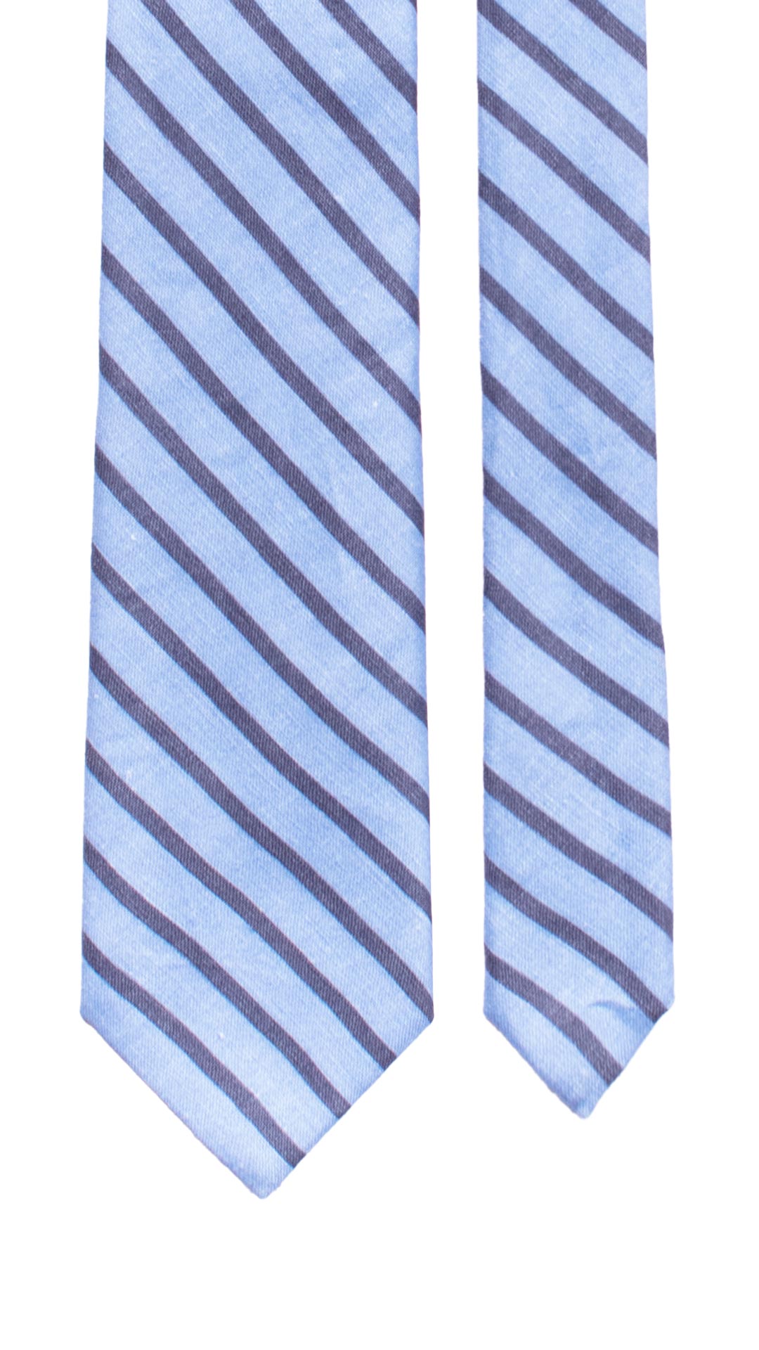 Cravatta Regimental in Cotone Lino Azzurra con Righe Blu 7474 Made in Italy Graffeo Cravatte Pala