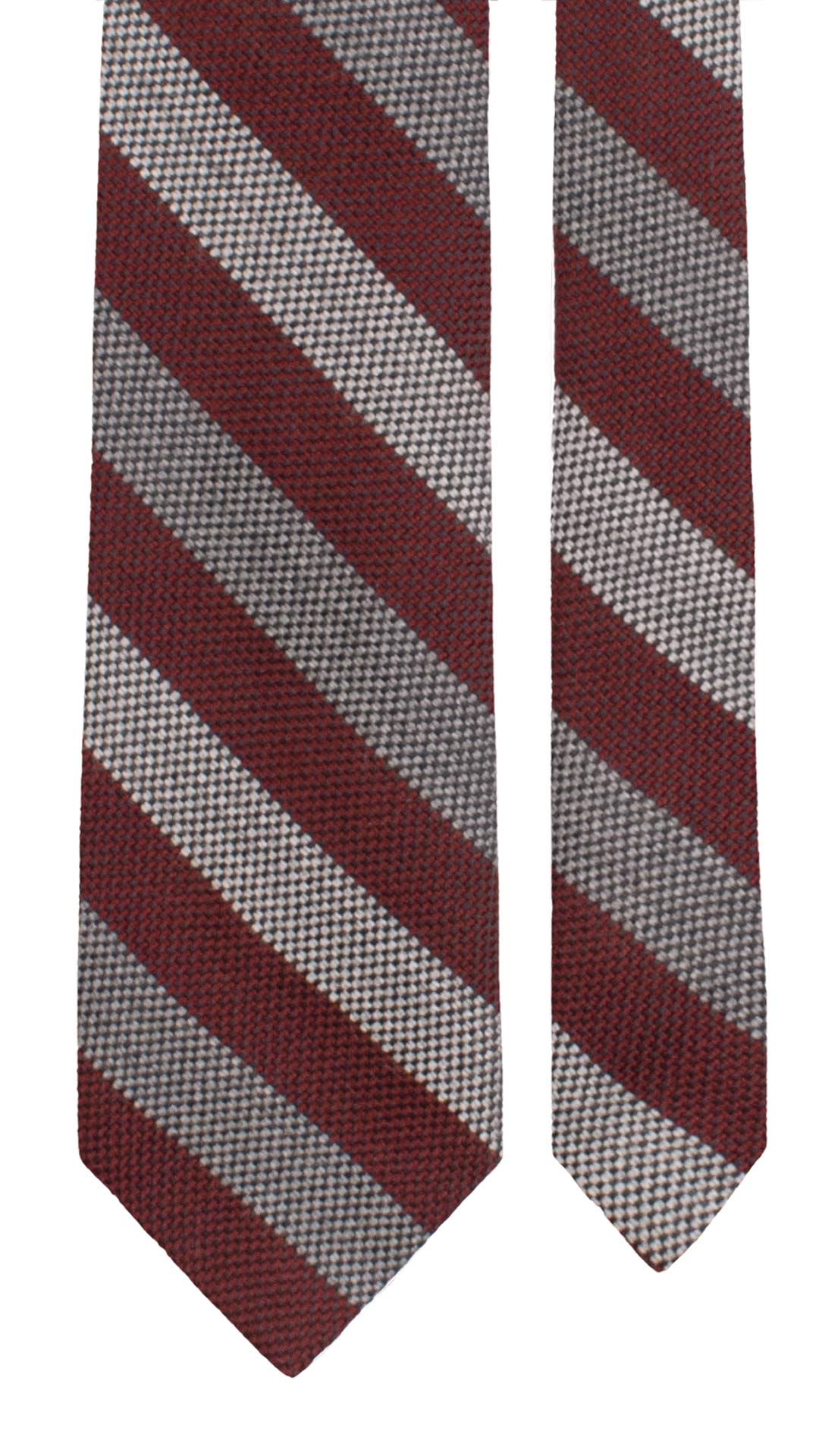 Cravatta Regimental in Lana Cashmere Grigia Bordeaux Blu L1235 Made in Italy Graffeo Cravatte Pala