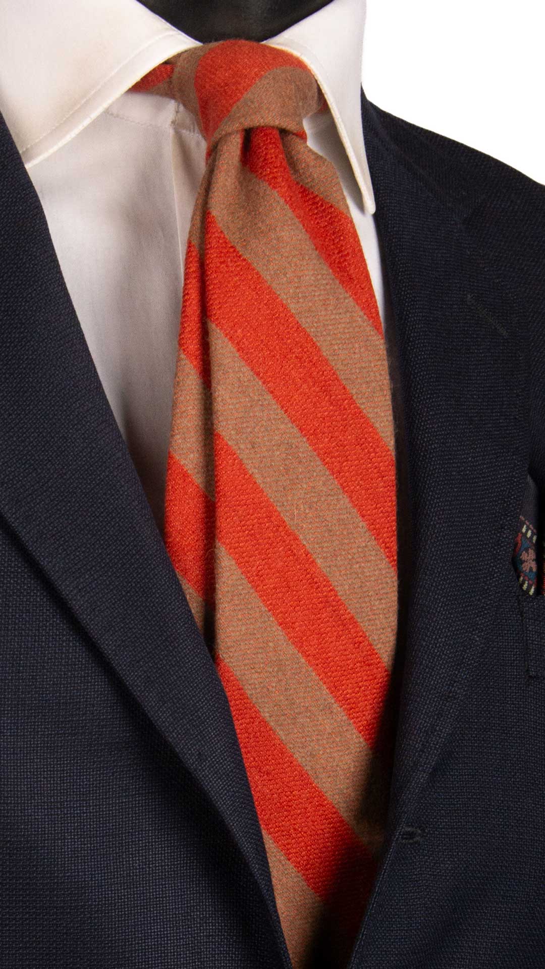 Cravatta-Regimental-in-Lana-Cashmere-con-Righe-Tortora-Ruggine-L1136