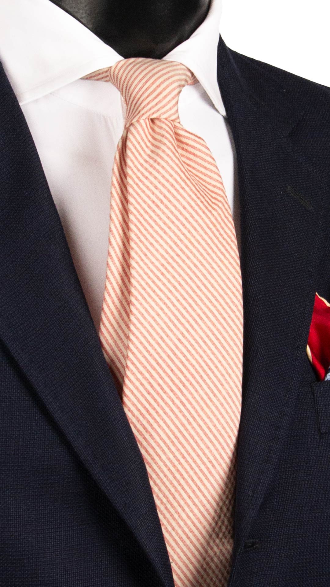 Cravatta Regimental in Seta Cotone Bianco Sporco con Righe Rosse 7718 Made in Italy Graffeo Cravatte