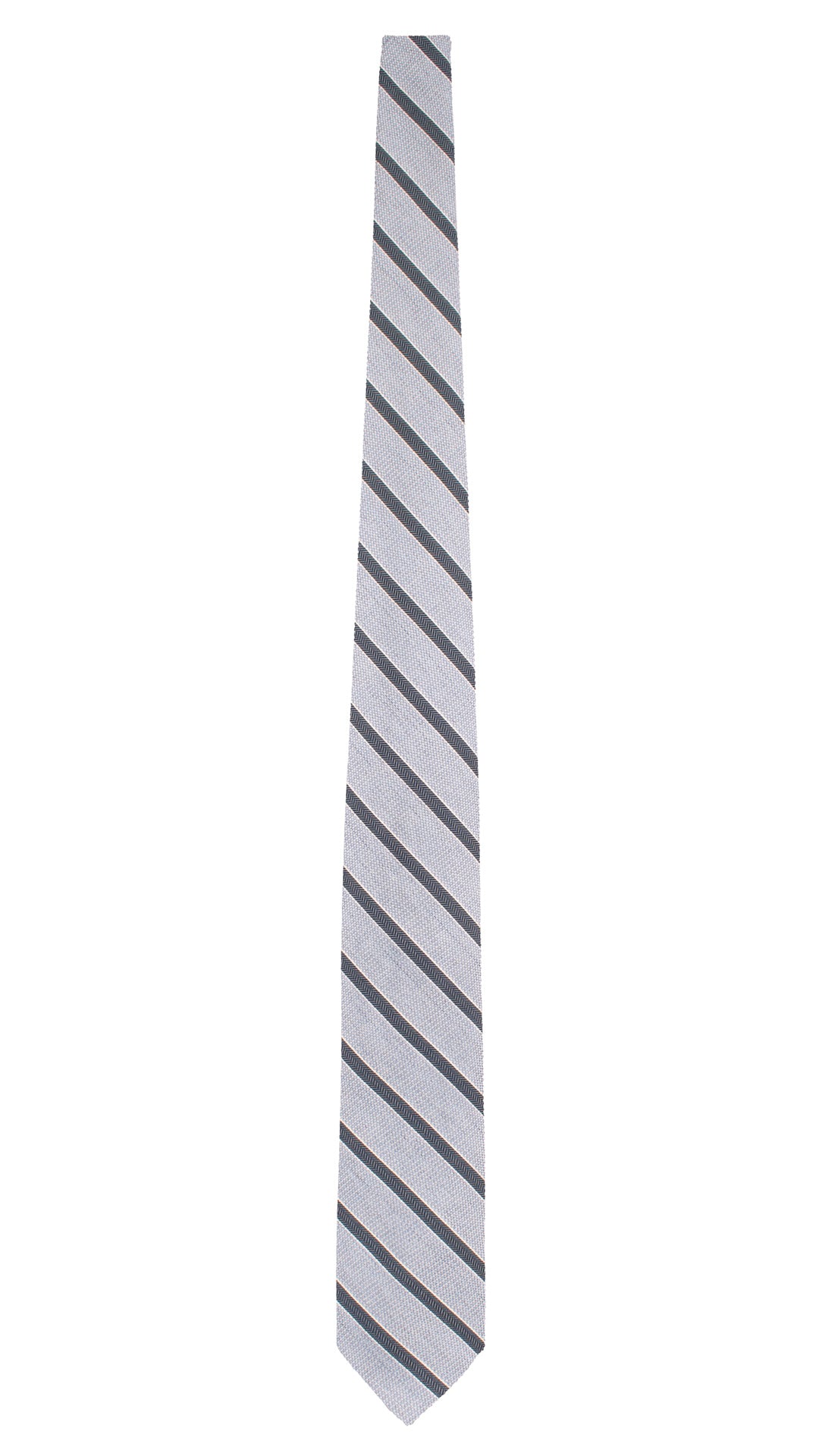 Cravatta Regimental in Seta Lino Seta Azzurra con Righe Blu Bianche 7699 Made in Italy Graffeo Cravatte Intera