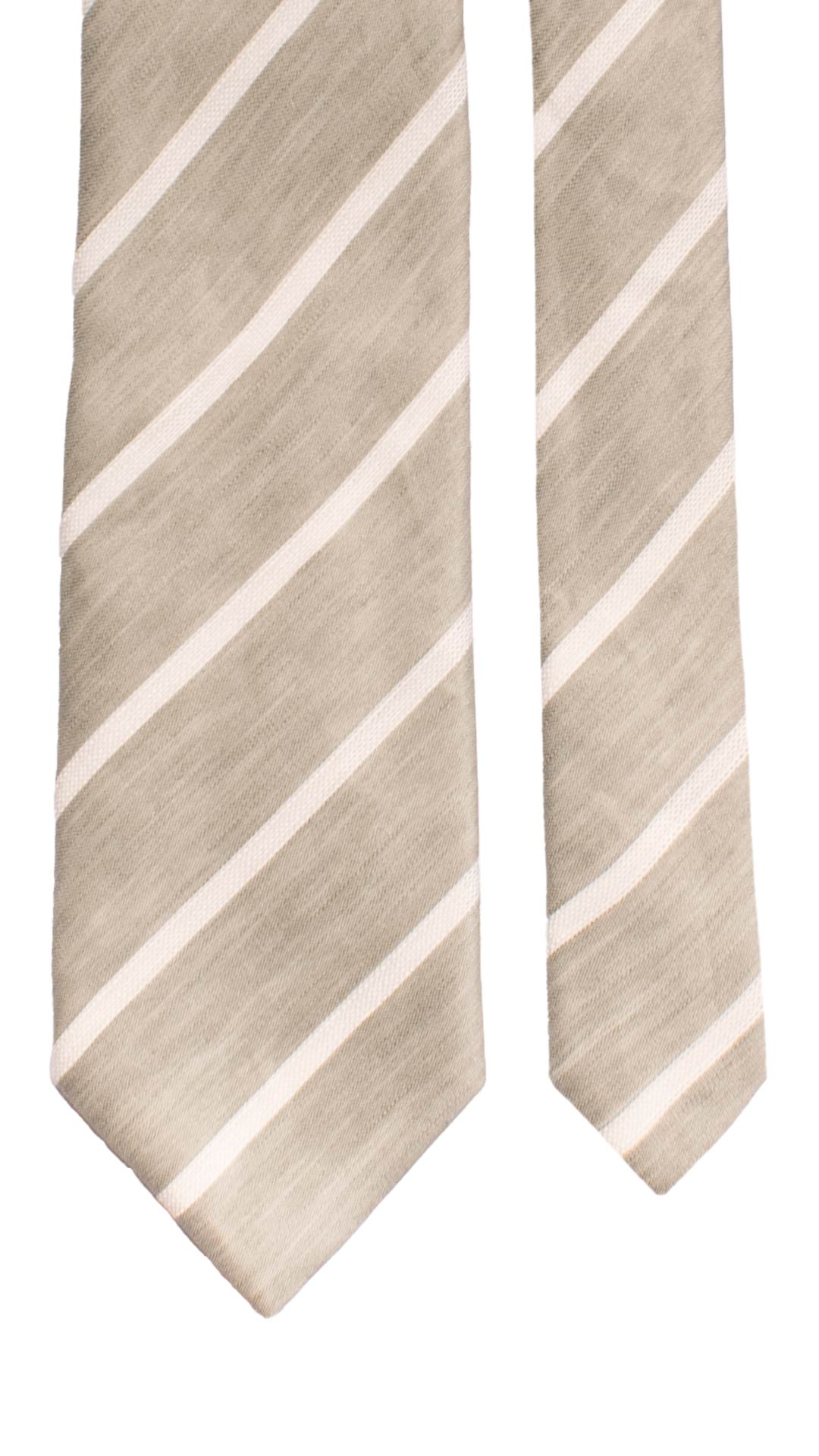 Cravatta Regimental in Seta Lino Verde Grigia con Righe Bianche 7333 Graffeo Cravatte Made in Italy Pala