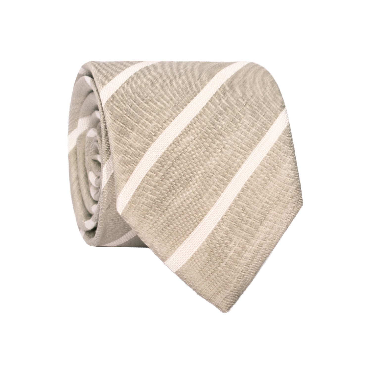 Cravatta Regimental in Seta Lino Verde Grigia con Righe Bianche 7333 Graffeo Cravatte Made in Italy Rotolo