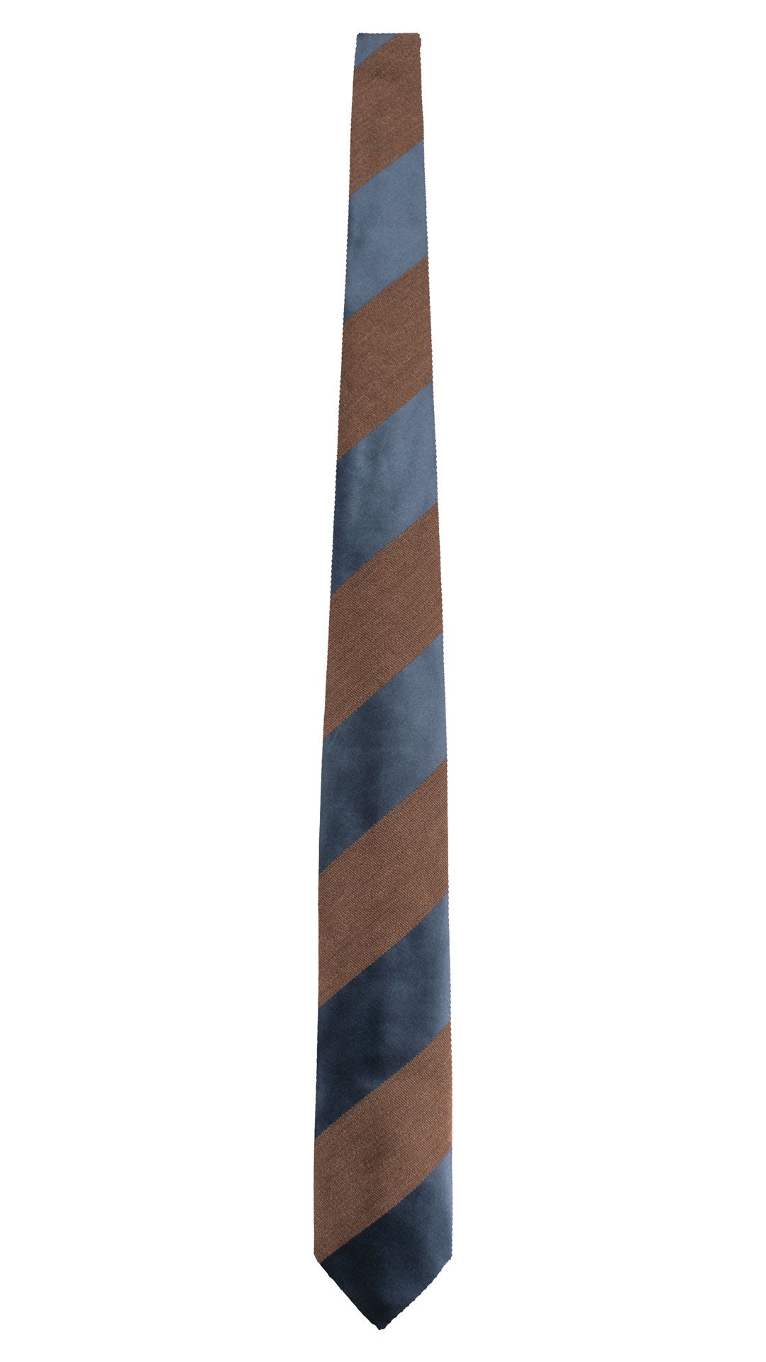 Cravatta Regimental in Seta Lino con Righe Blu Marroni 7747 Made in Italy Graffeo Cravatte Intera