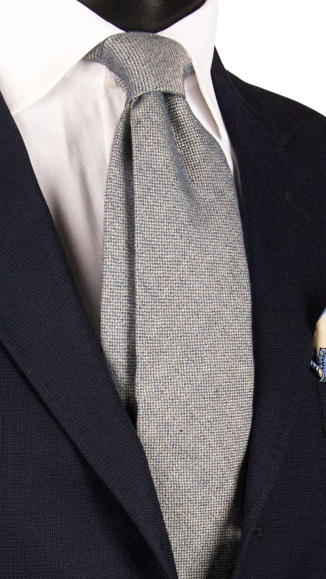 Cravatta Sette Pieghe di Seta Fantasia Arancione Chiaro Grigio Argento 7P502 Made in Italy Graffeo Cravatte